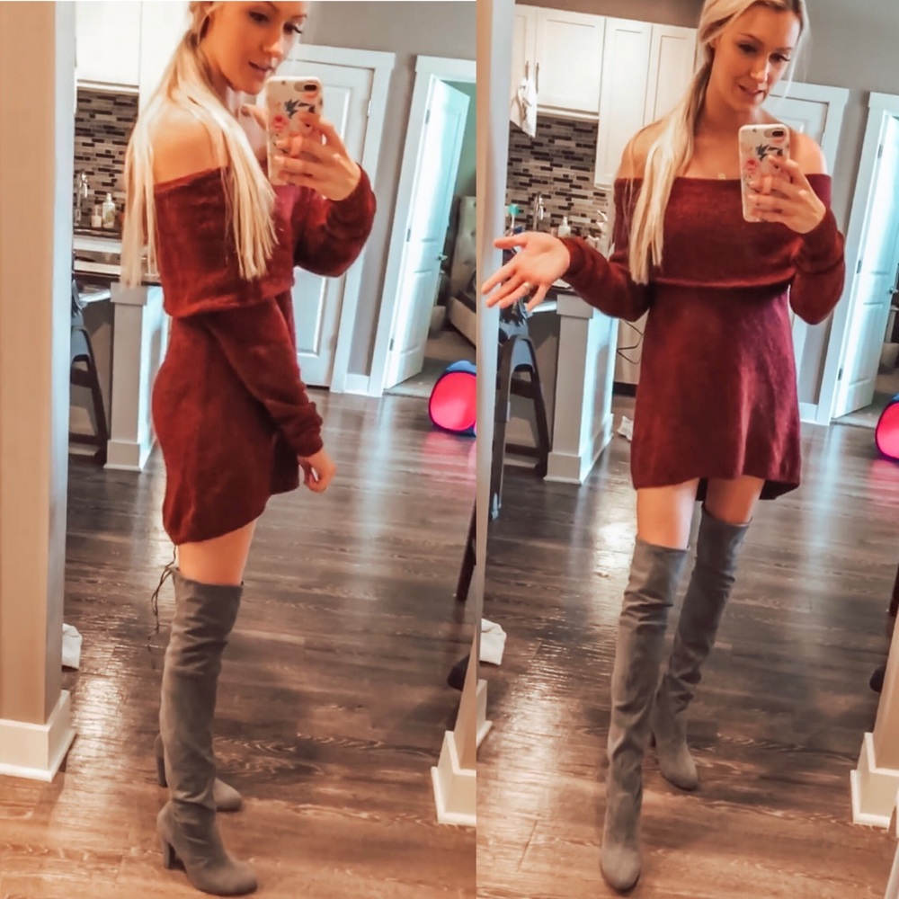 Maroon sweater dress